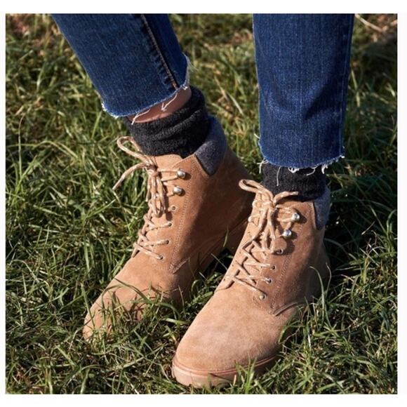 SezaneCameron lace-up boots Sz 7 brown leather Raphael Chunky Heel Outdoor Chic - Picture 10 of 11